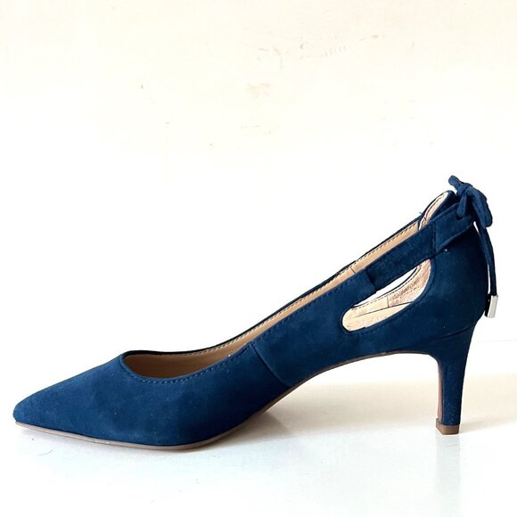NEW Franco Sarto Real Suede Bow Back Pumps Shoes in Blue, Size 7.5 M - Picture 4 of 16